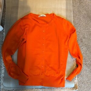 Grace Karin Orange Button Front Cardigan Sweater